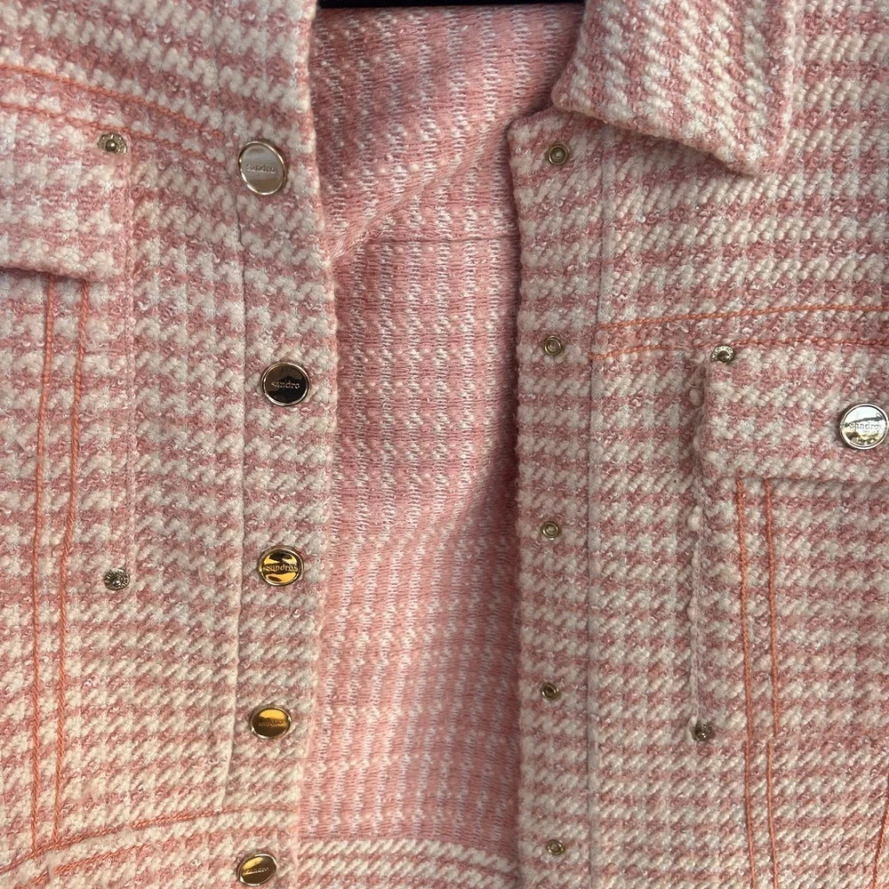 Sandro Blush Pink Tweed Blazer jacket - Picture 5 of 8